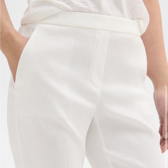 NWT Theory White Linen Treeca Pull On Pants - Picture 4 of 13